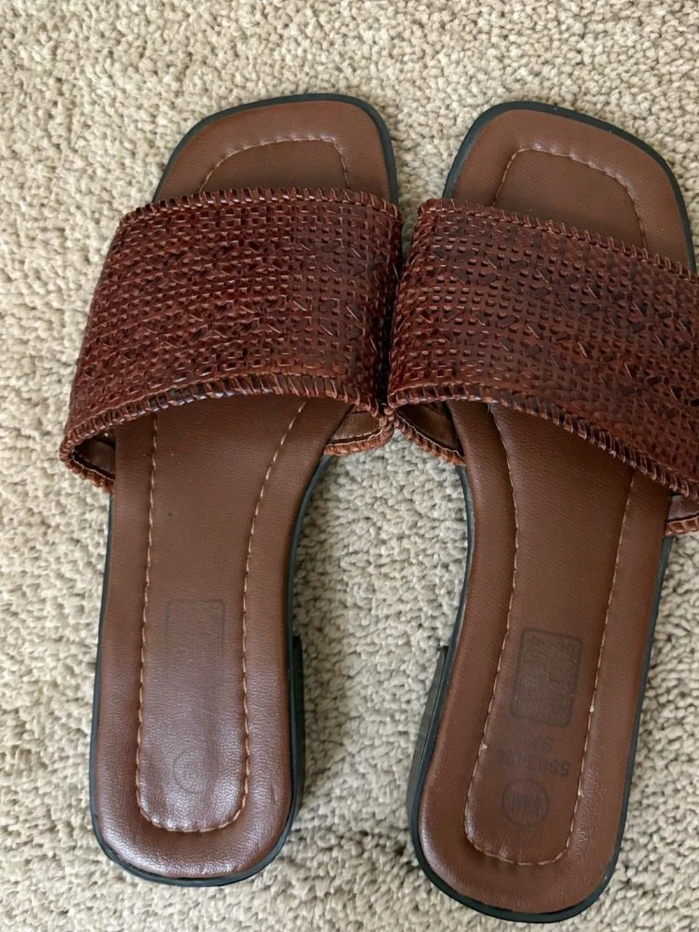 Faded Glory Brown Woven Slide Sandals
